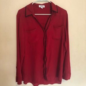 Express chiffon portofino button down shirt red XL